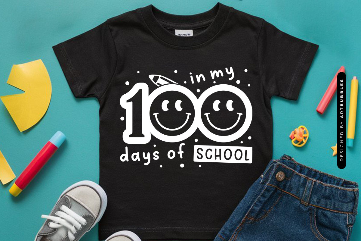 In My 100 Days of School SVG Design Tshirt Mockup Image.jpg