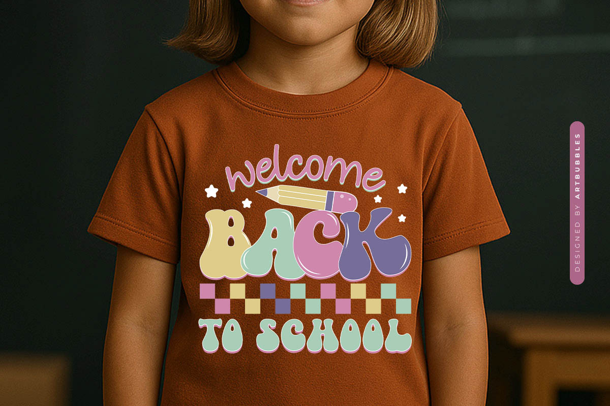 Welcome Back to School Retro Sublimation T-shirt Mockup Image.jpg