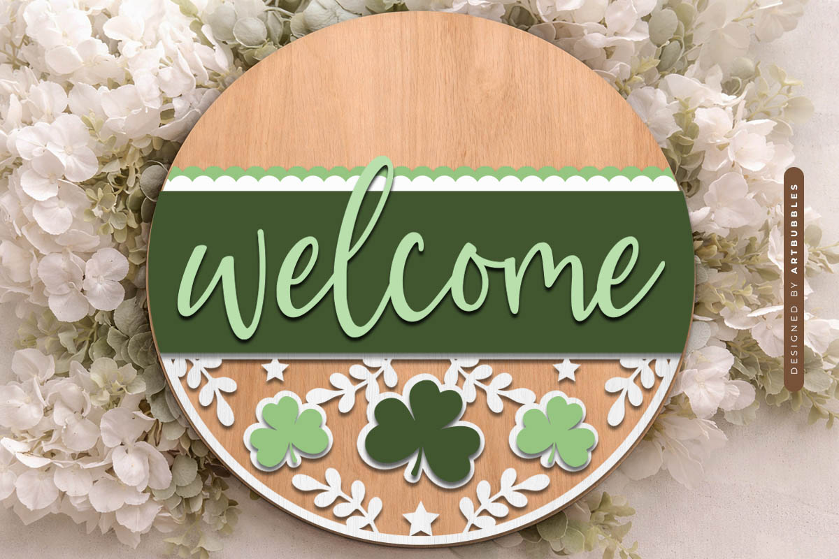 St Patrick's Day Round Welcome Door Sign SVG Image 3.jpg