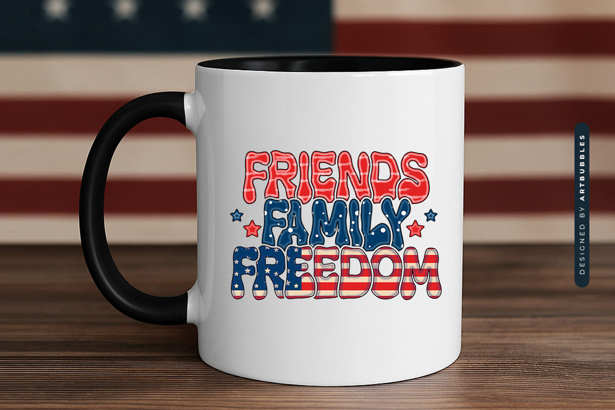 Friends Family Freedom - Retro 4th of July Sublimation Mug Mockup Image.jpg