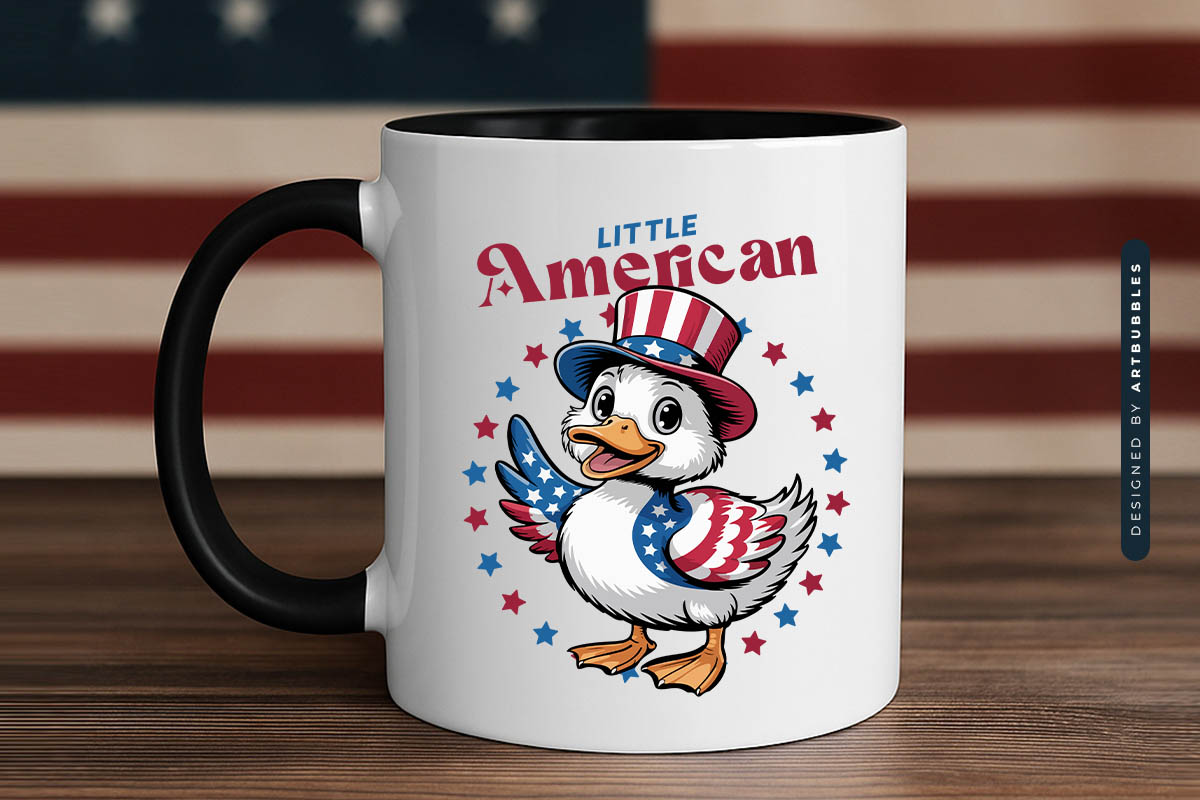Little American - 4th of July Duck Sublimation Mug Mockup Image.jpg