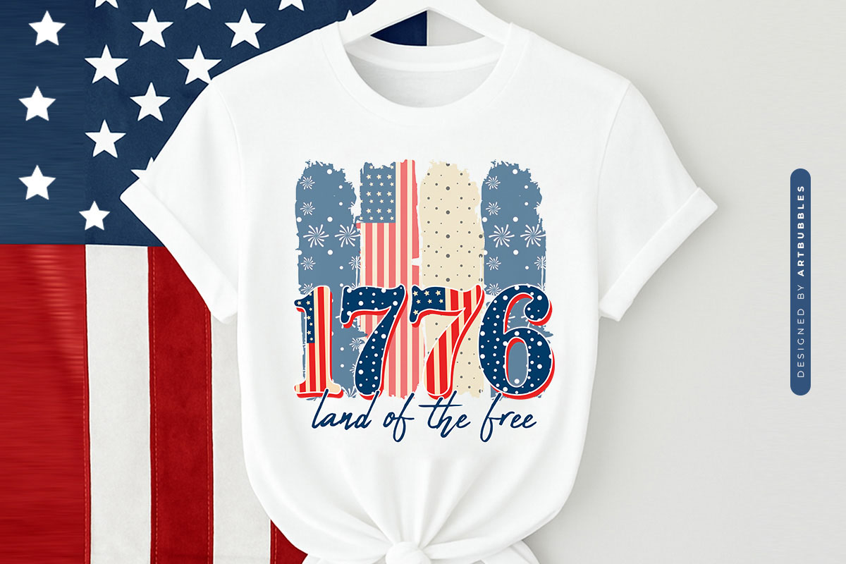 1776 Land of the Free - 4th of July PNG Sublimation Tshirt Mockup Image.jpg