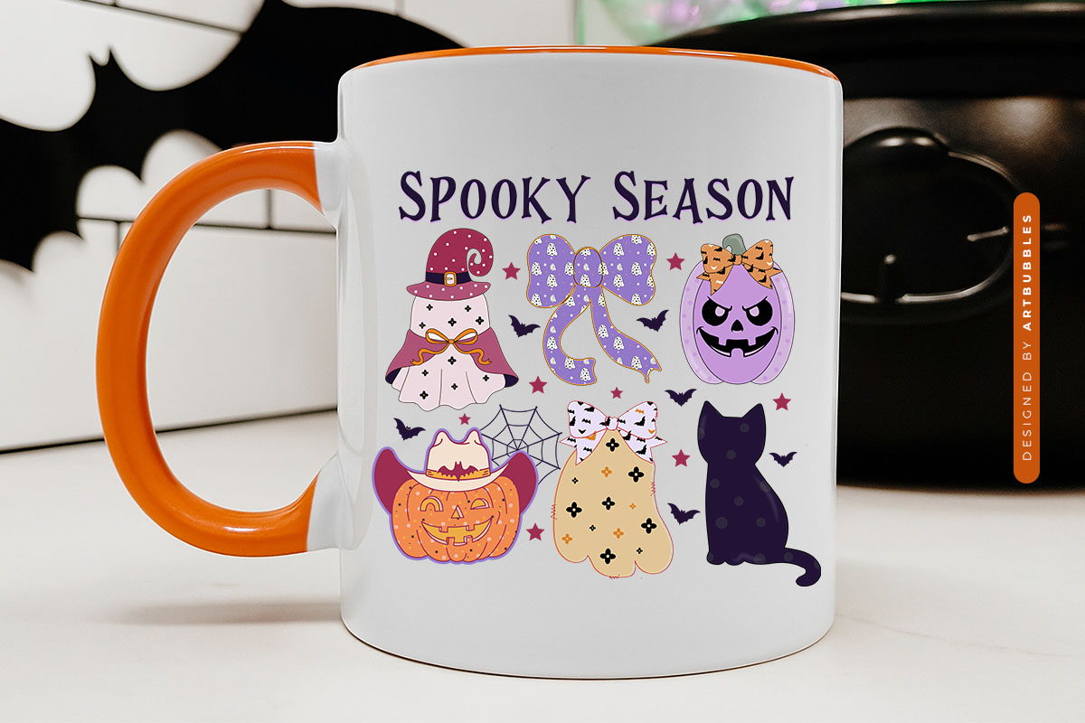 Spooky Season - Coquette Halloween PNG Sublimation Mug Mockup Image.jpg