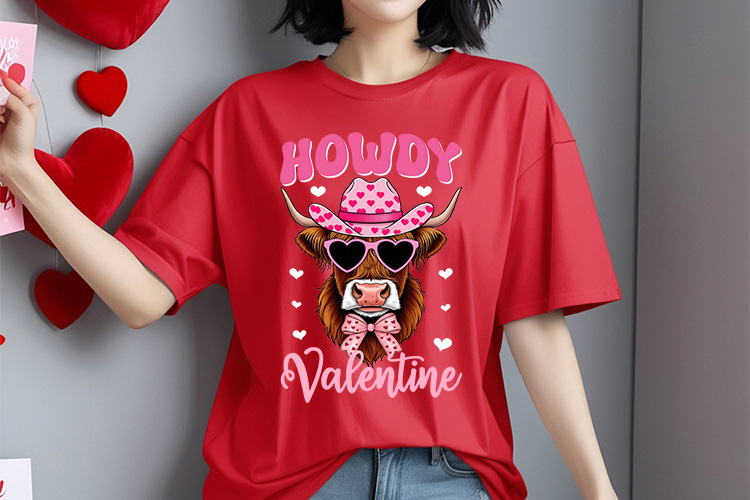 Coquette Howdy Valentine PNG Sublimation Shirt Mockup Image.jpg