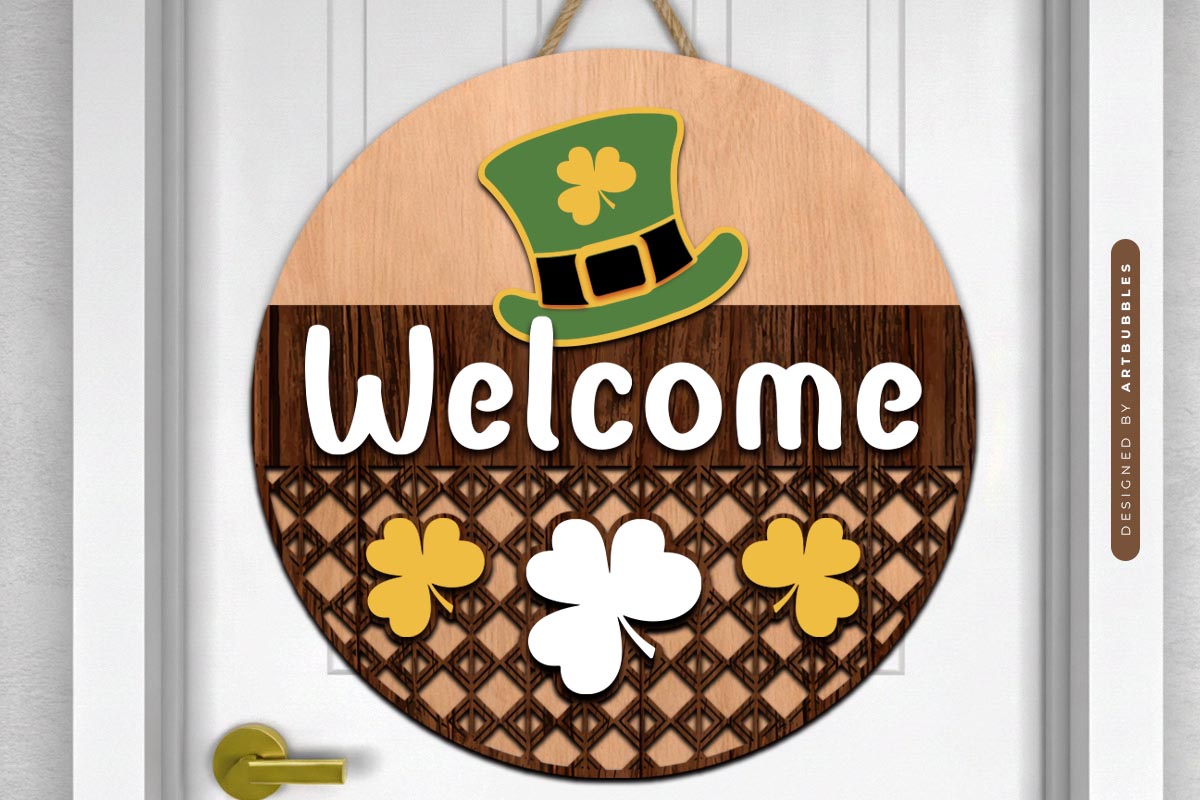 St Patrick's Day Welcome Door Hanger SVG.jpg