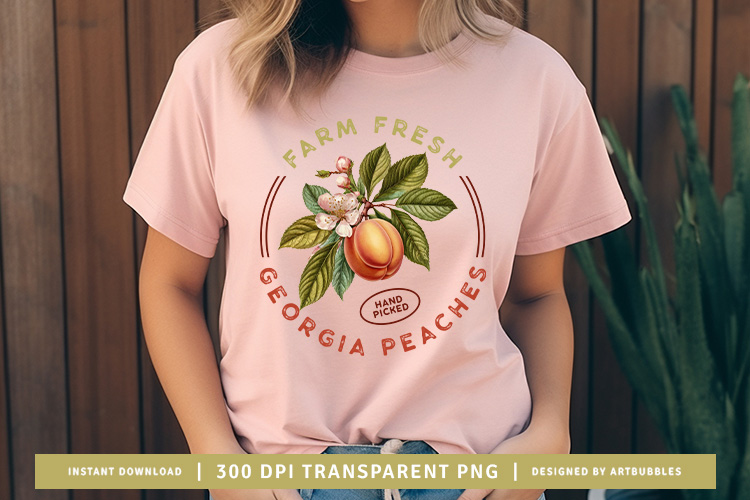 Farm Fresh Georgia Peaches - Vintage Fruit Sublimation