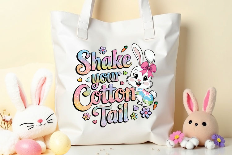 Shake Your Cottontail - Cute Coquette Easter Bunny PNG tote Mockup Image.jpg