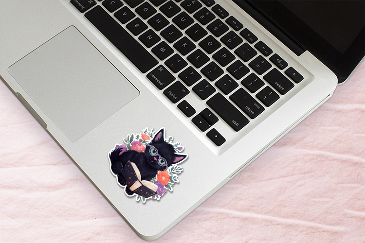 Cute Black Cat Reading Books Stickers Preview 03.jpg