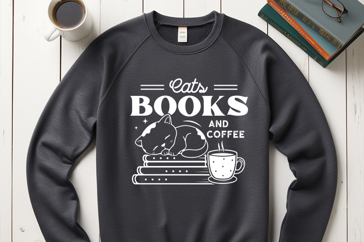 Cats Books and Coffee - Reading SVG Graphic Sweatshirt Mockup Image.jpg
