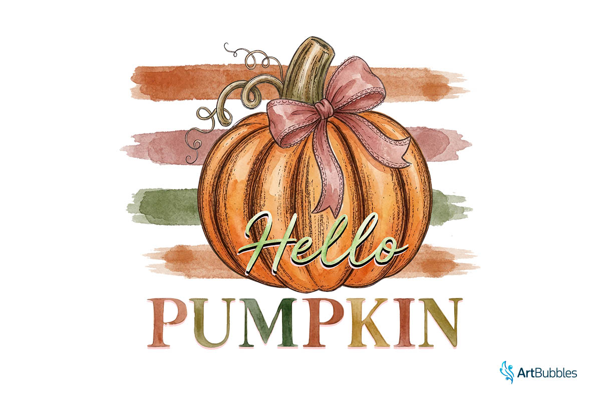 Hello Pumpkin - Stripe Fall Sublimation PNG