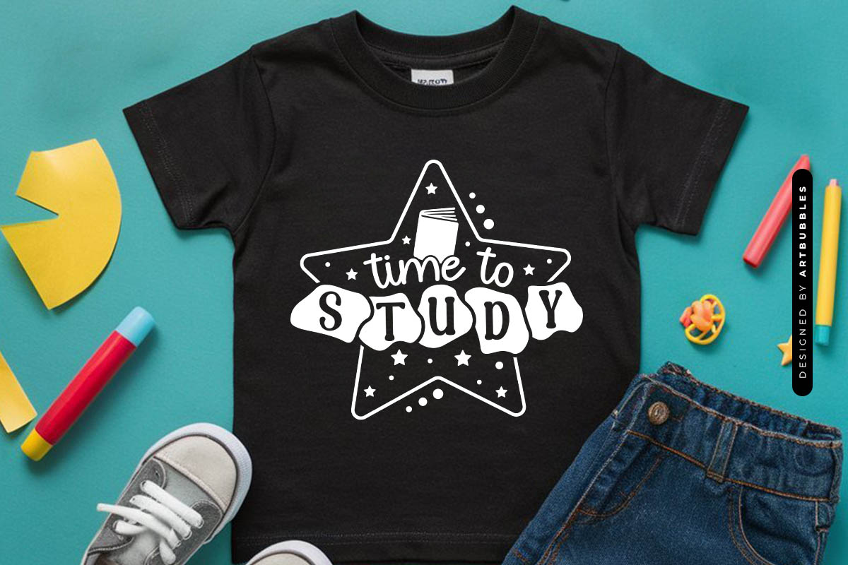Time to Study - Back to School Vector SVG Shirt Mockup Image.jpg