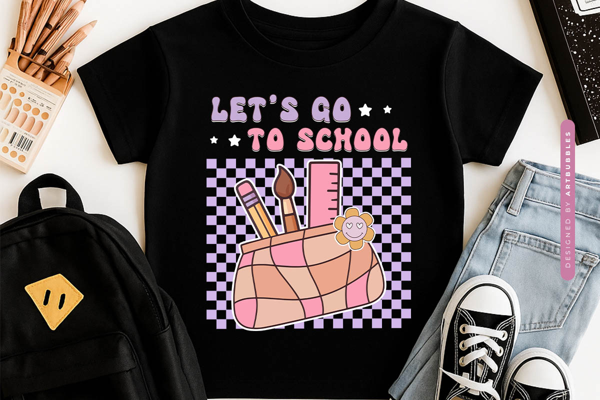 Let's Go to School - Retro Back to School Sublimation PNG Tshirt Mockup Image.jpg