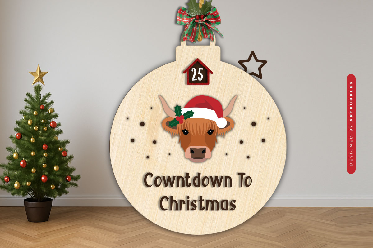 Highland Cow Christmas Countdown SVG