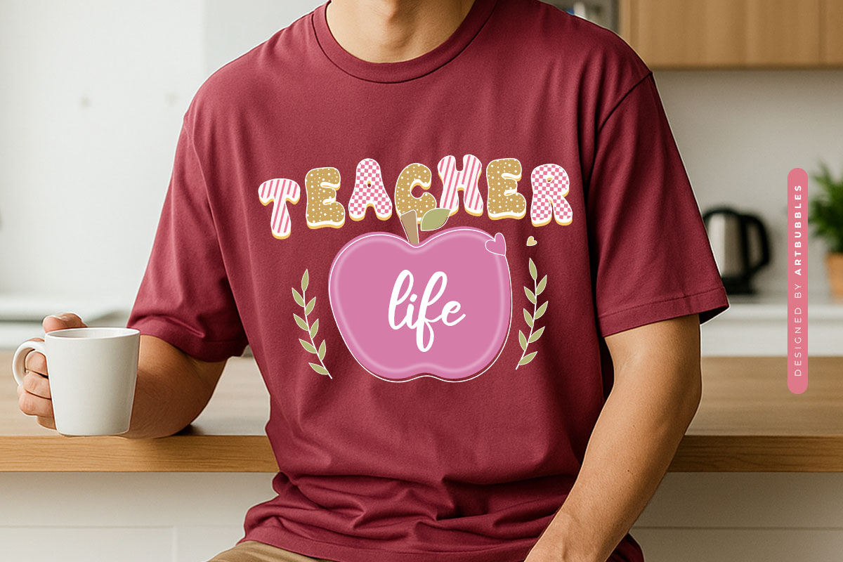Retro Teacher Life Sublimation Print Tshirt Mockup Image.jpg