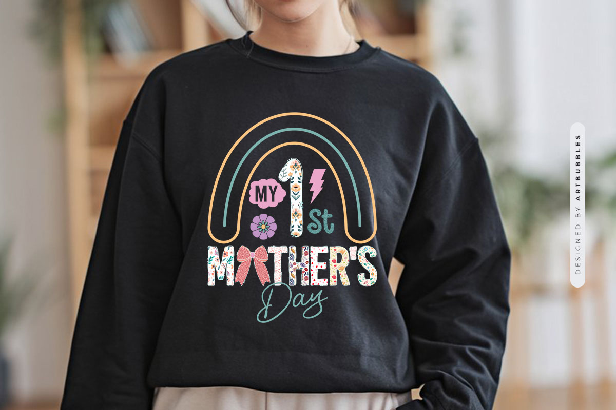 My 1st Mother's Day PNG Sublimation Design Tshirt Mockup Image.jpg