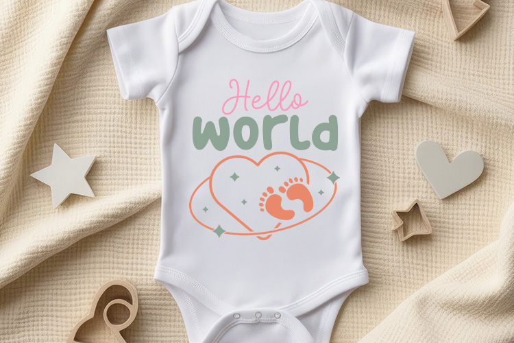 Hand-Lettered Baby SVG File - Hello World Onesie Mockup Image.jpg