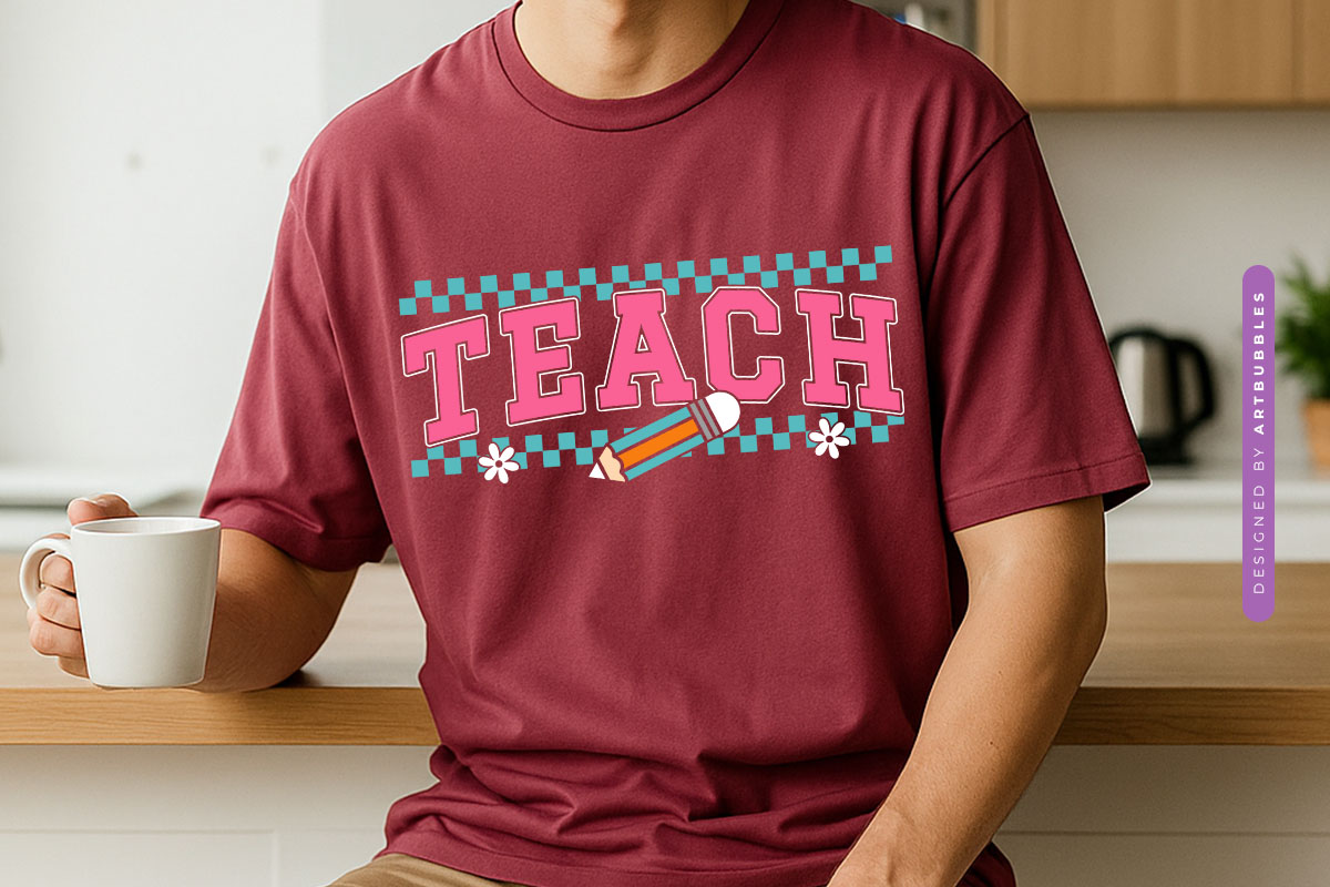 Teach - Floral Cricut Teacher SVG Design Shirt Mockup Image.jpg