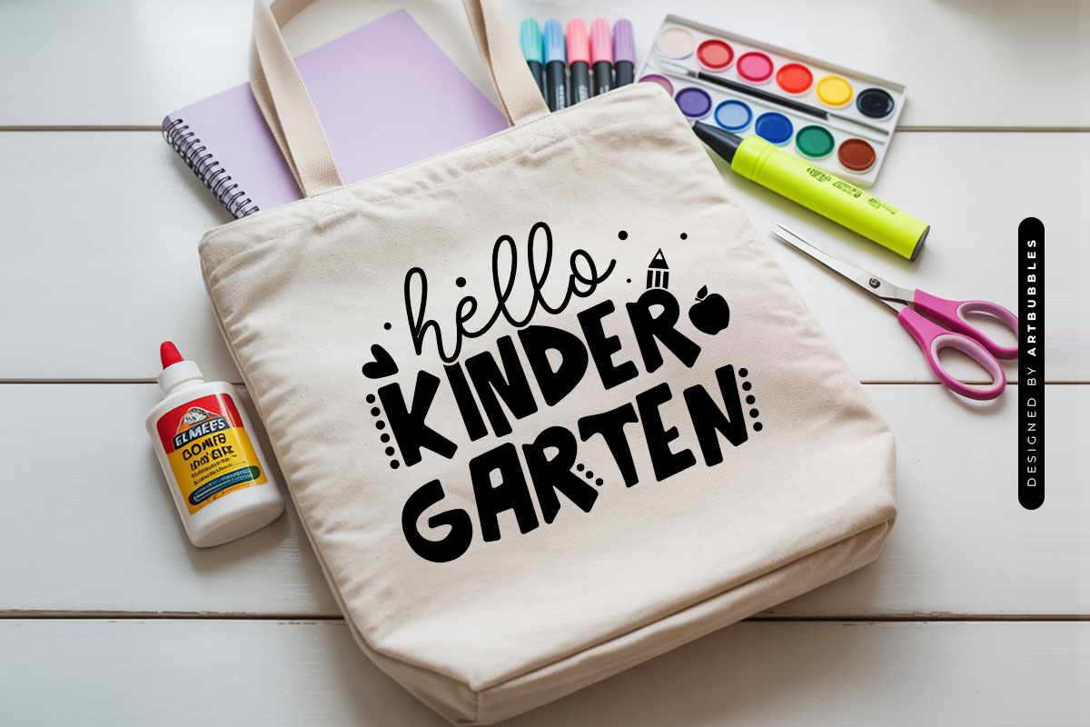 Hello Kindergarten - Back to School Vector SVG Tote Mockup Image.jpg
