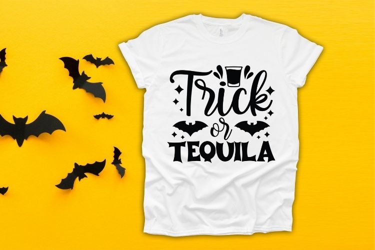 Trick or Tequila - Spooky Halloween SVG Shirt Mockup Image.jpg