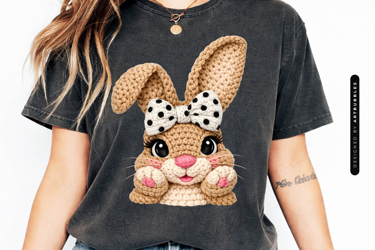 Faux Embroidery Bunny Easter PNG Sublimation Shirt MOckup Image.jpg