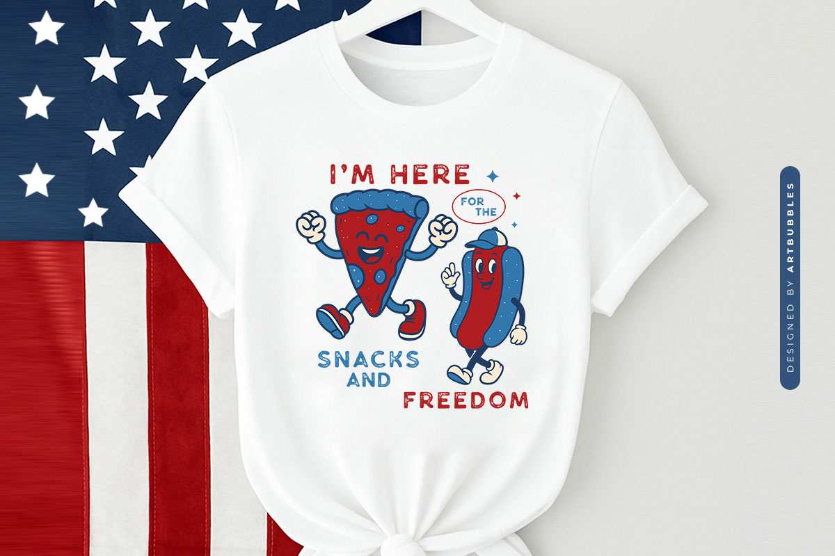 I'm Here for the Snacks and Freedom - PNG 4th of July Tshirt Mockup Image.jpg