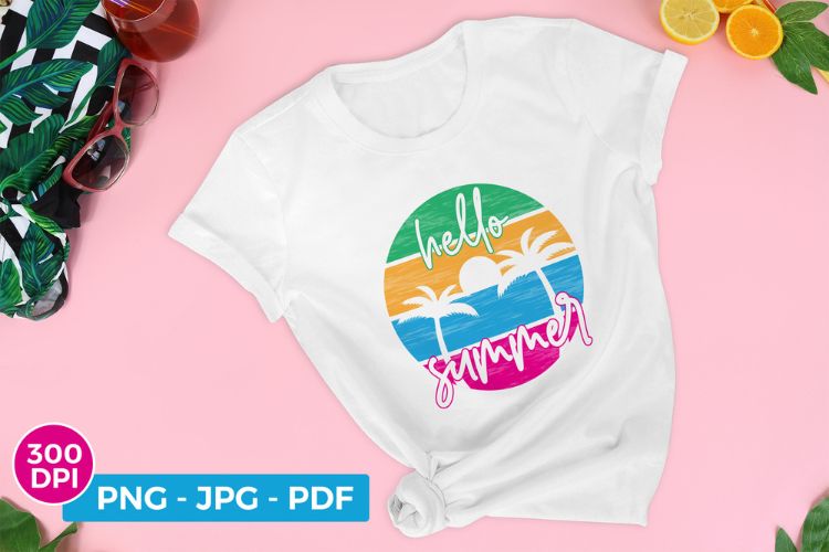 Hello Summer Sublimation PNG Design