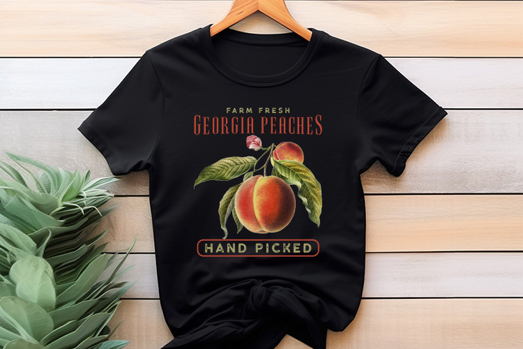 Georgia Peaches - Vintage Fruit Sublimation Design T Shirt Mockup Image 2.jpg