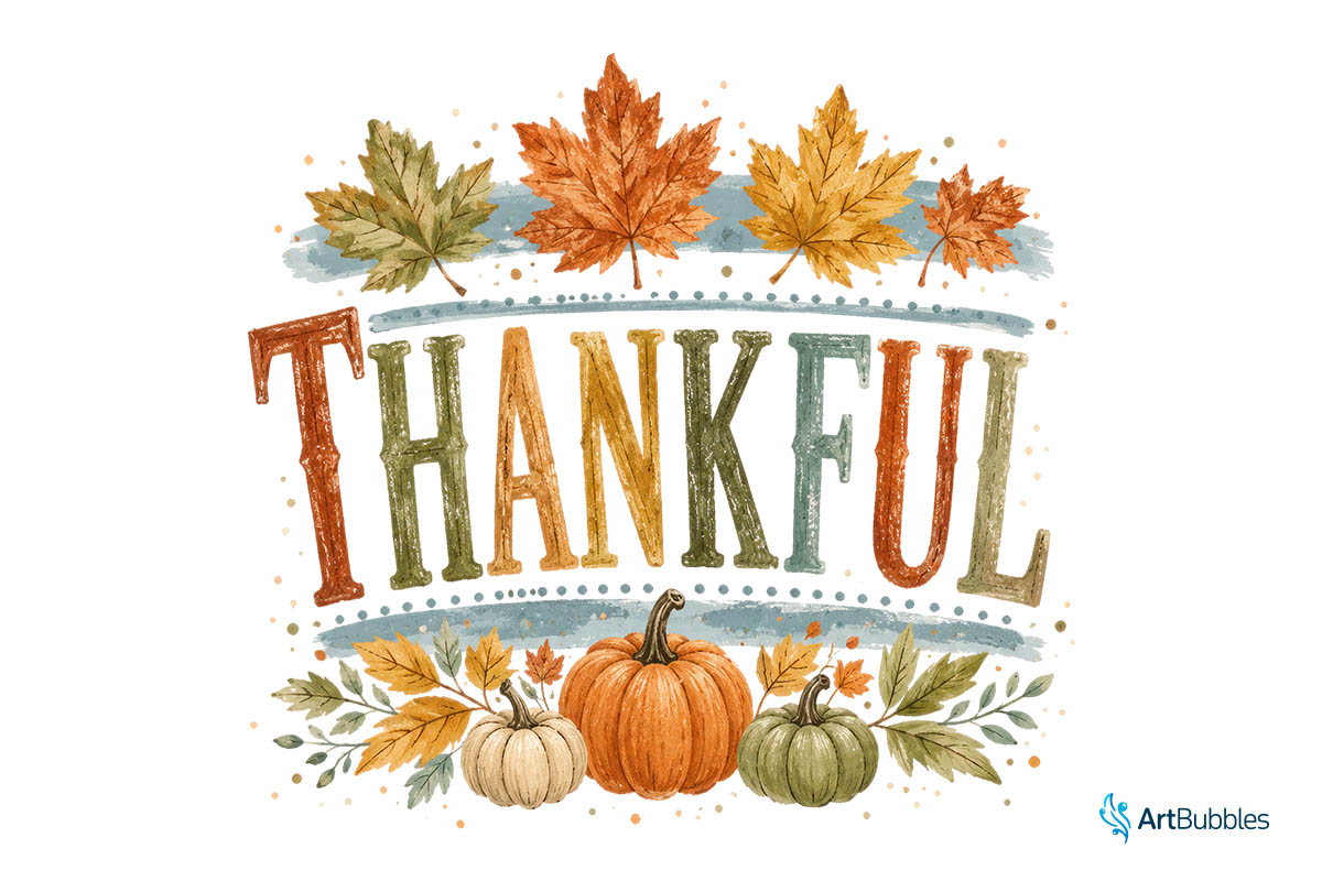Striped Thankful Fall PNG Sublimation