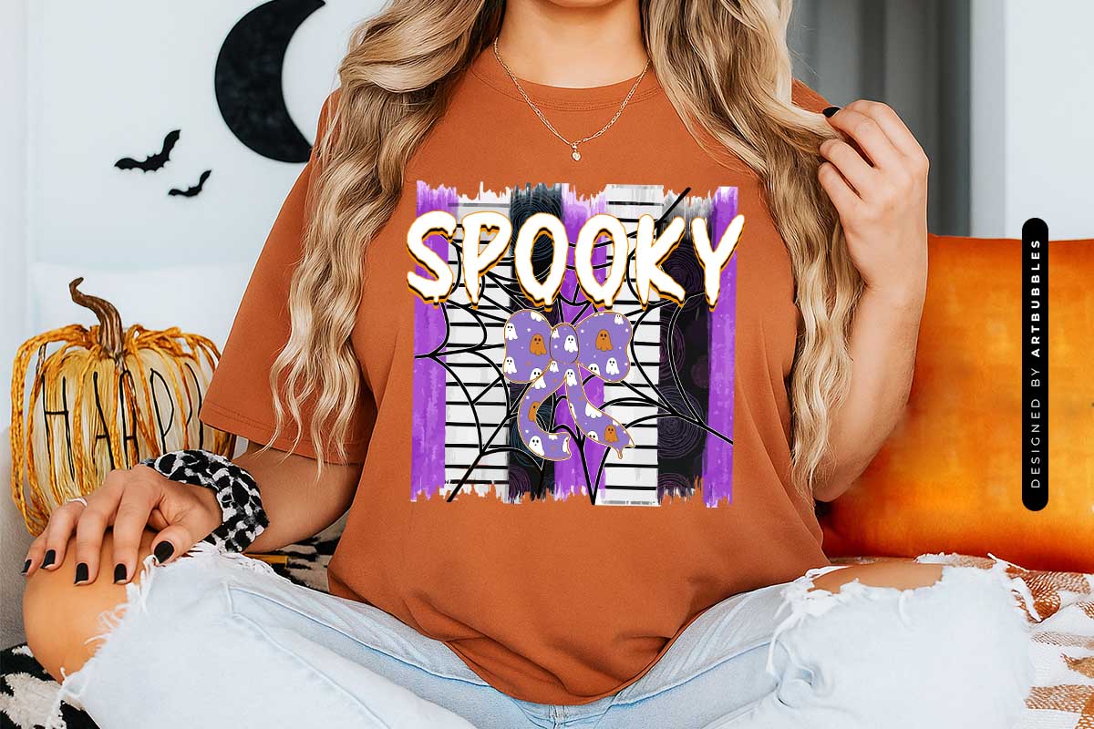 Spooky Halloween Coquette Bow Sublimation Tshirt Mockup Image.jpg