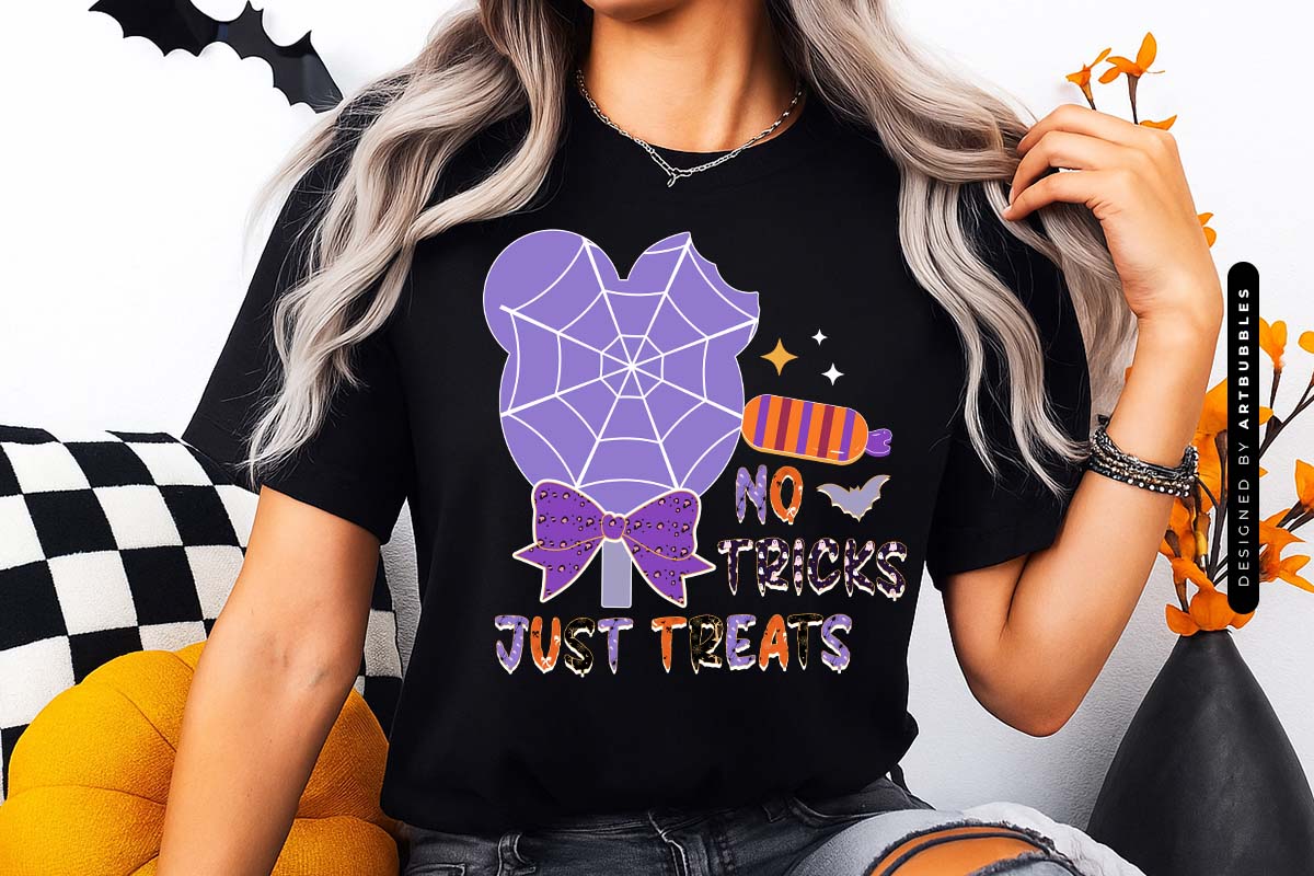 No Tricks Just Treats - Funny Halloween Sublimation Tshirt Mockup Image.jpg