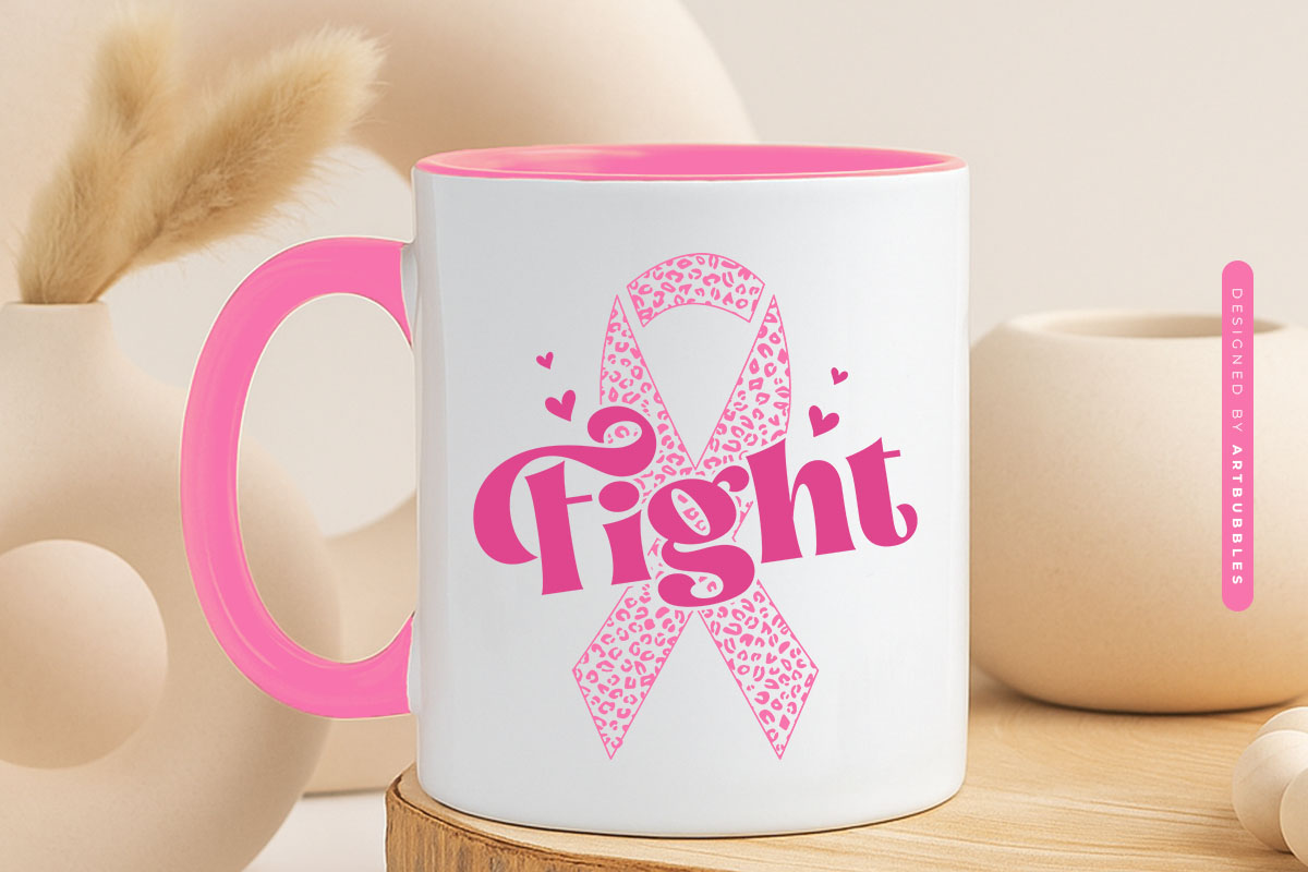 Fight Breast Cancer Awareness Ribbon Retro SVG Mug Mockup Image.jpg