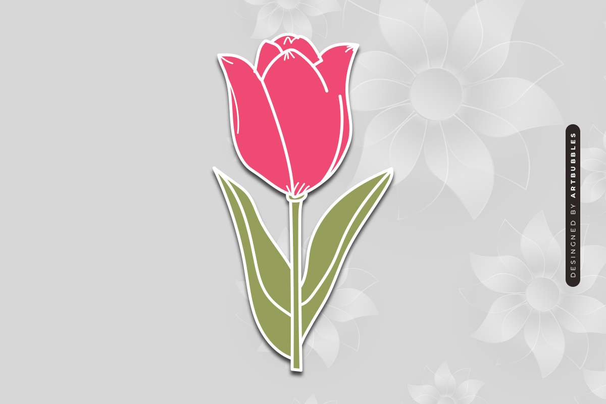 Tulip Line Art Wildflower SVG - Laser Cut Image 2.jpg