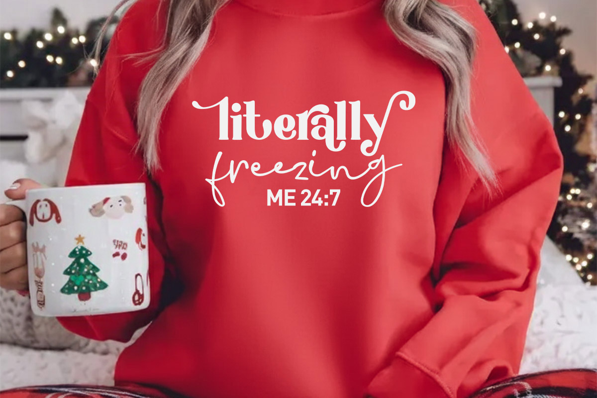Literally Freezing - Winter SVG Cut File Crewneck Shirt Mockup image.jpg