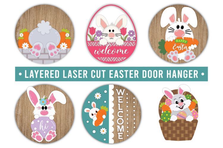 Easter Bunny Door Hanger SVG Bundle