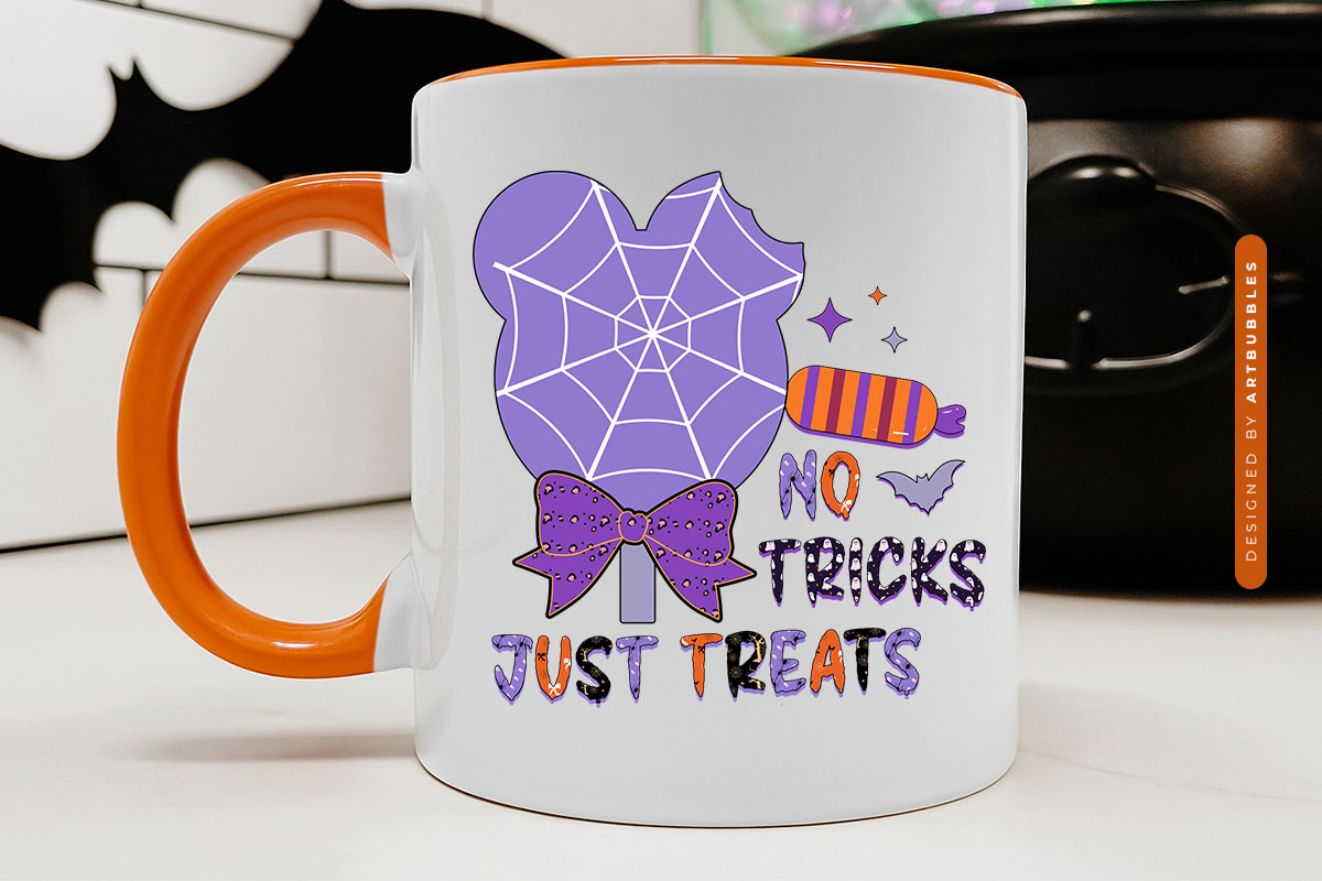 No Tricks Just Treats - Funny Halloween Sublimation Mug Mockup Image.jpg