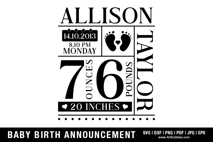 Cute Baby Announcement, Free SVG Download