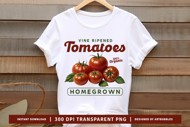 Vine Ripened Tomatoes - Vintage Fruit PNG Sublimation Shirt Mockup Image.jpg