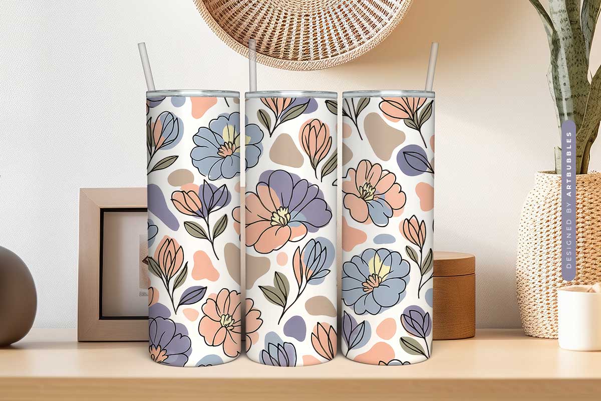 Boho Blob Flower Line 20oz Sublimation Tumbler Image 2.jpg