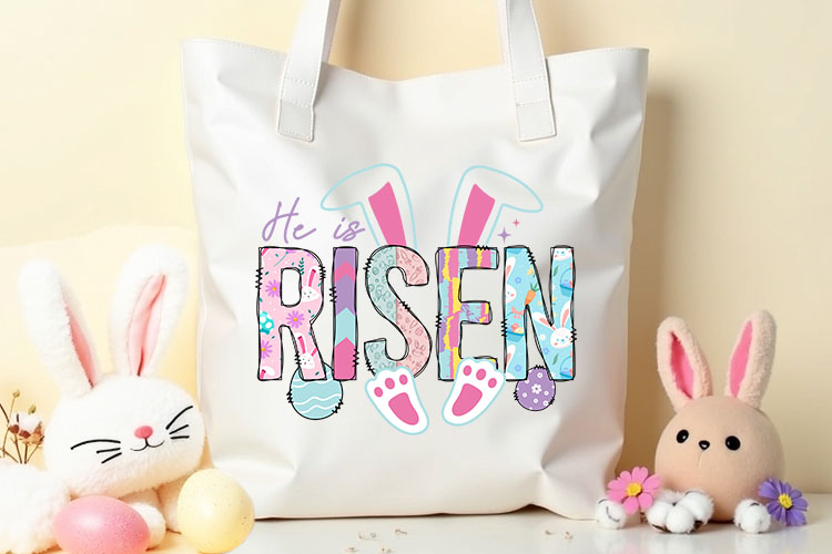 He is Risen - Easter Sublimation Design PNG Tote Mockup Image.jpg