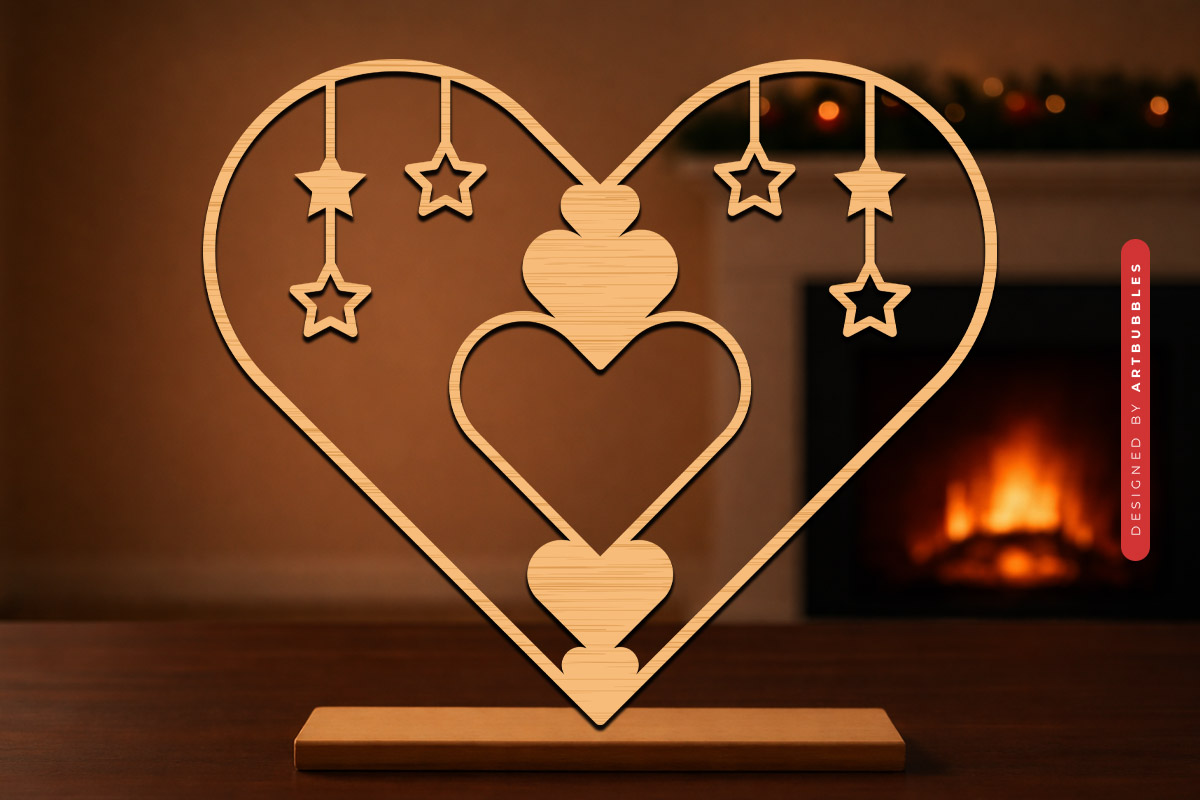Wooden Heart Valentine's Day SVG Vector