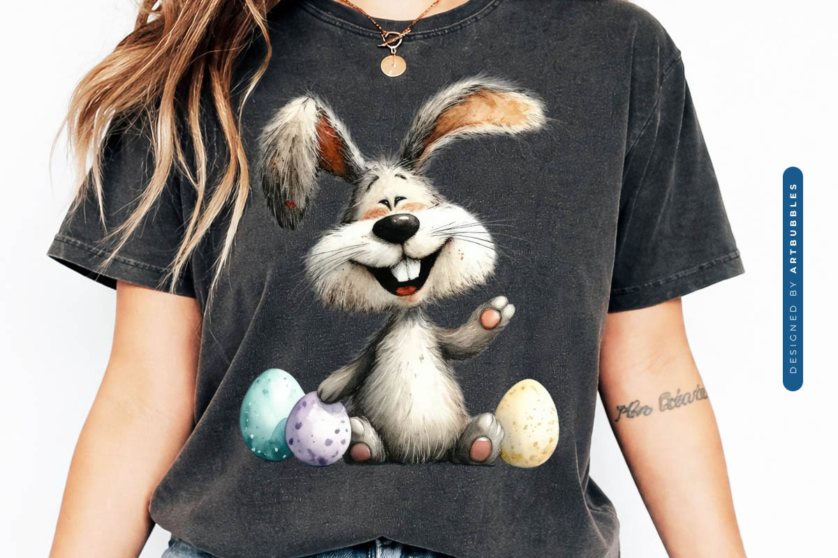 Watercolor Easter Bunny Sublimation Print Shirt Mockup Image.jpg