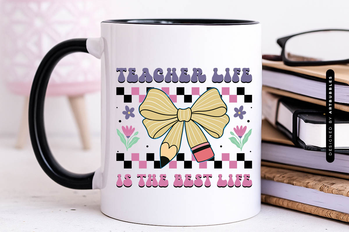 Retro Teacher Life is the Best Life Sublimation Mug Mockup Image.jpg
