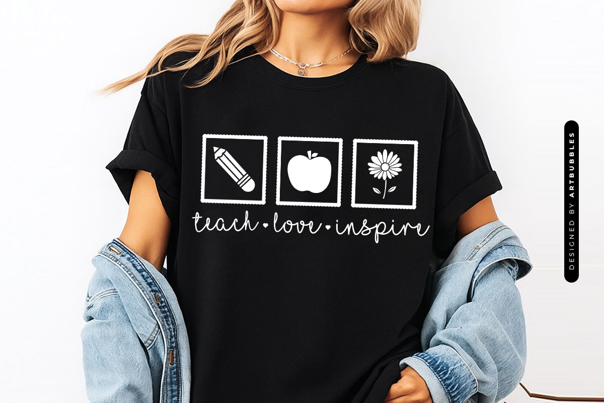 Teach Love Inspire - Floral Teacher SVG Design Shirt Mockup Image.jpg