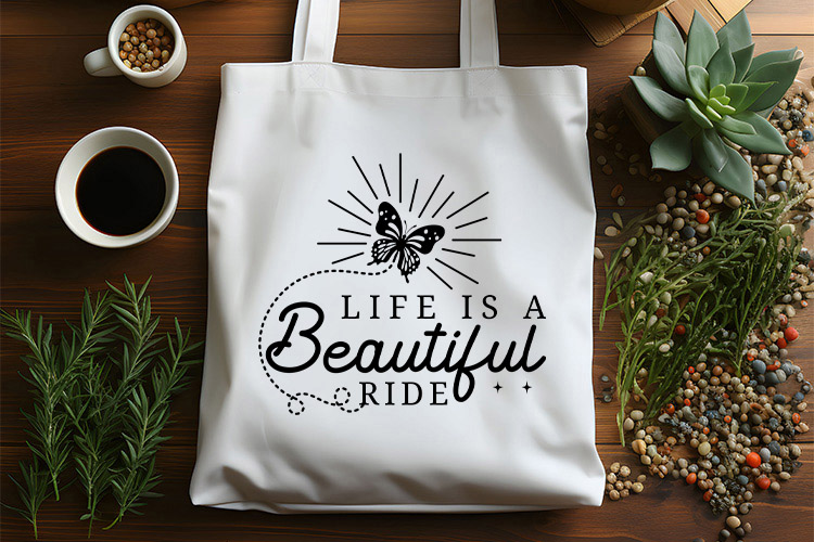 Life is a Beautiful Ride - Handcrafted Butterfly SVG Tote Bag Mockup Image.jpg
