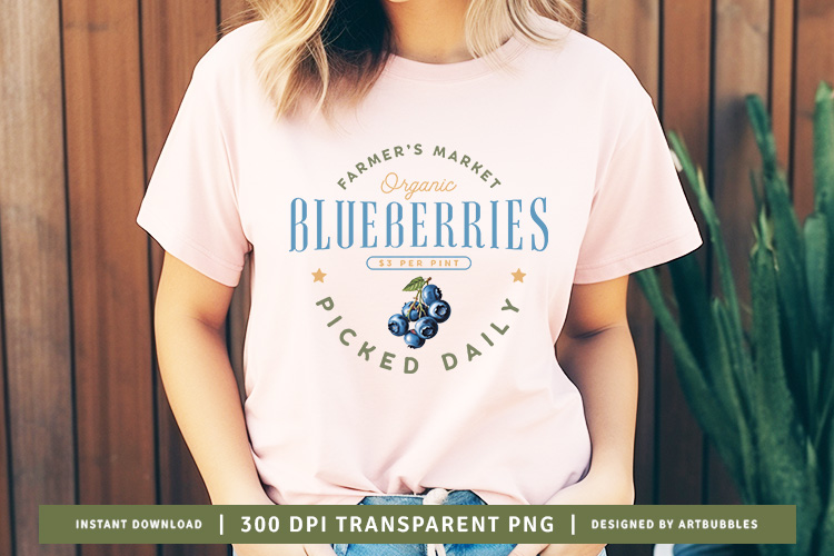 Farmer's Market Blueberries - Vintage Fruit Sublimation