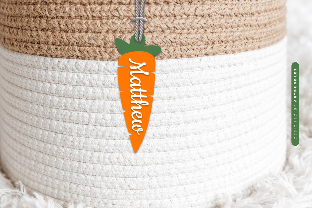 Laser Cut Carrot Easter Basket Tag SVG