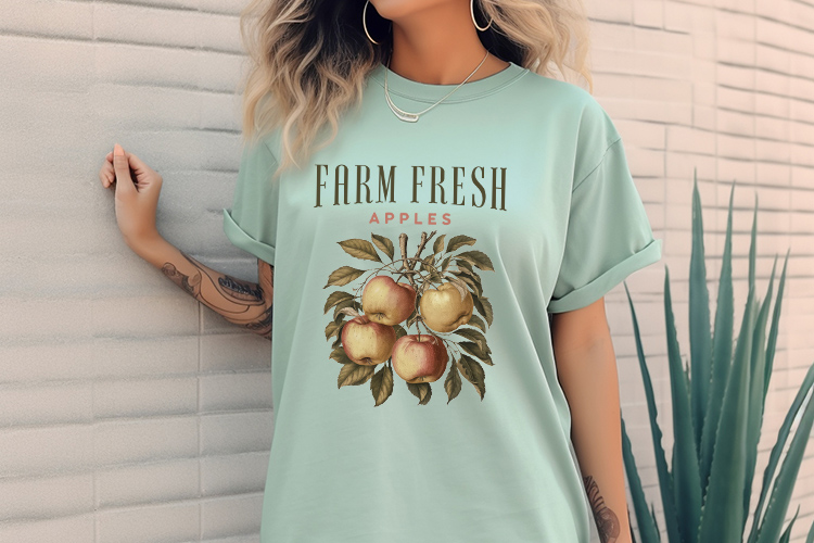 Farm Fresh Apples - Vintage Fruit Sublimation T Shirt Mockup Image 2.jpg