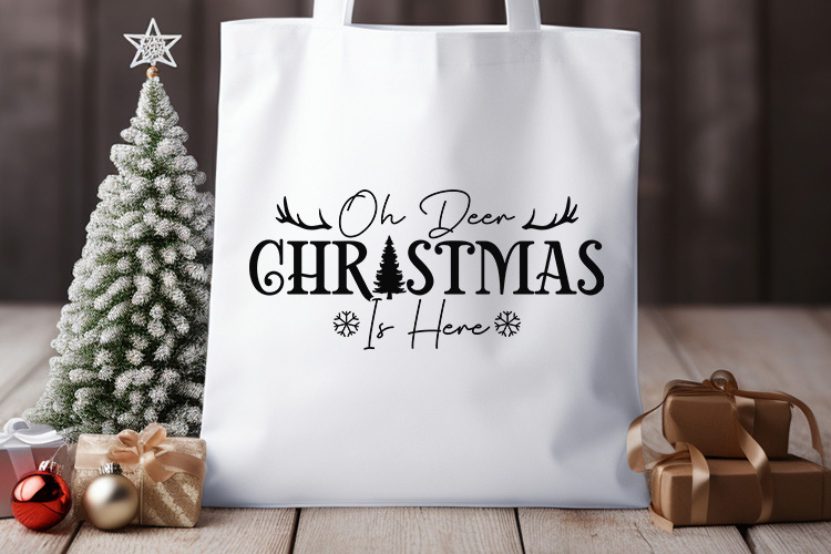 Oh Deer Christmas is Here SVG Cut File Tote Bag Mockup Image.jpg