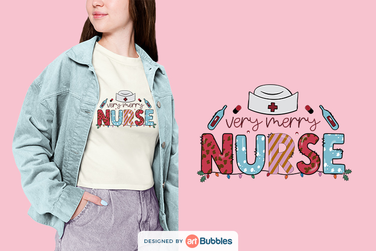 Very Merry Nurse, christmas sublimation designs free Preview 01.jpg