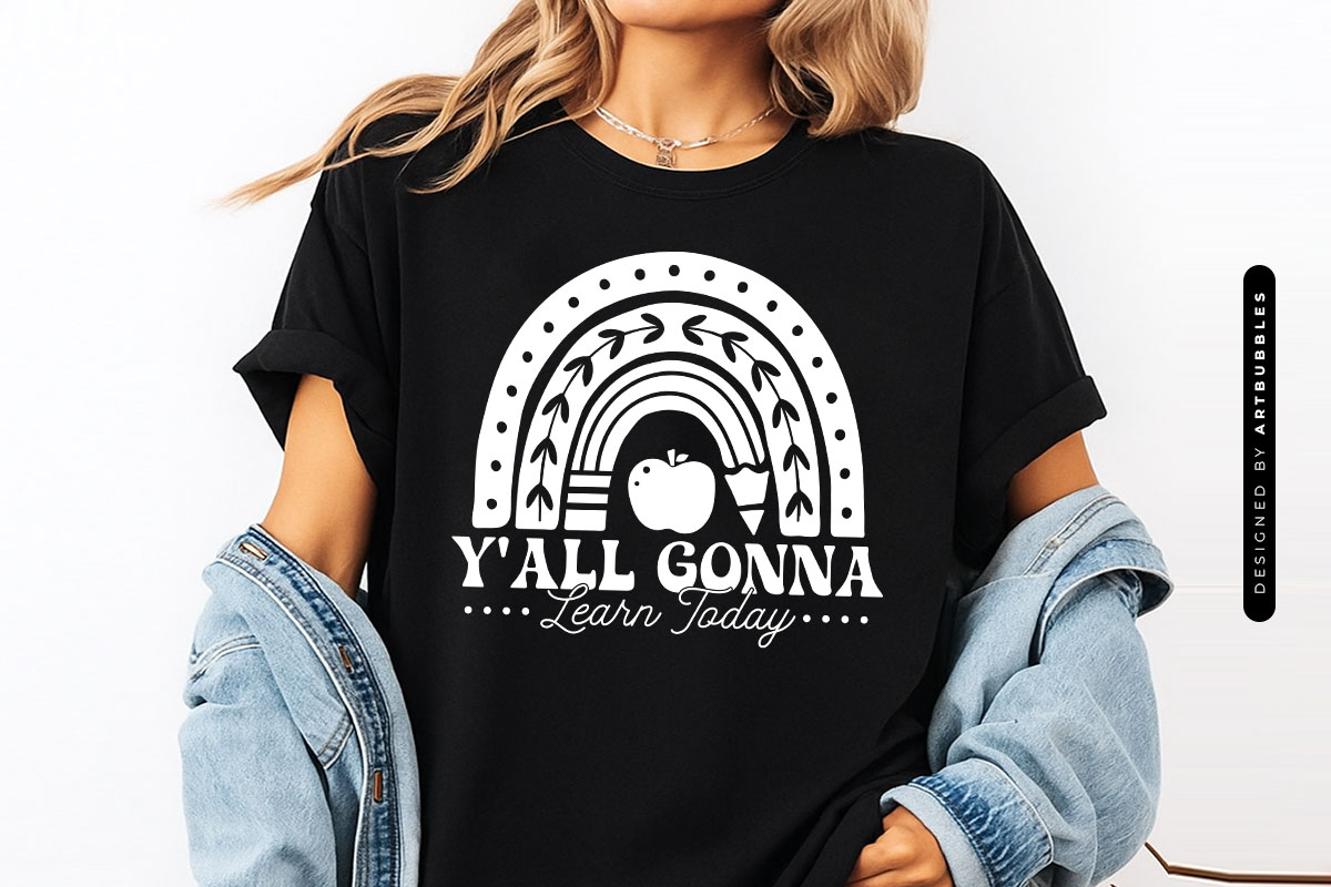 Y'all Gonna Learn Today - Cute Floral Teacher SVG Shirt Mockup Image.jpg